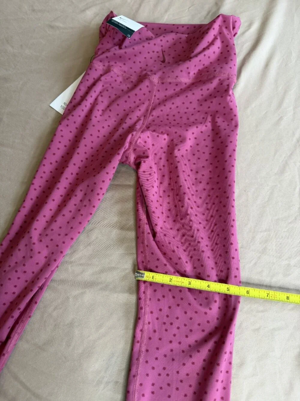 Nike Yoga Dri-FIT High Rise 7/8 Polka Dot Leggings Women's XS Pink NWT
